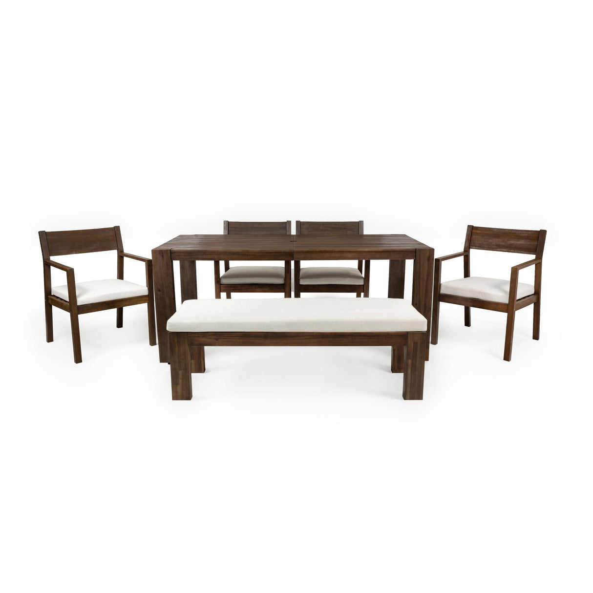 Outdoor Dining Set Rectangular Table With Umbrella Hole
