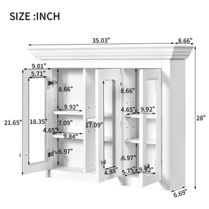 Bathroom Medicine Cabinet With Mirror, 5 Adjustable Closed Shelves, Wall-Mounted - White