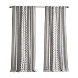 Cotton printed curtain panel with chenille stripe and lining