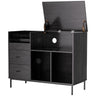 Grain Record Player Stand, Media Console With Speaker Shelf & 2 Drawers