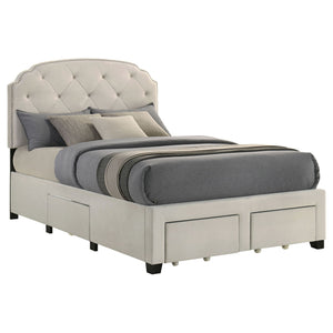 Marianna 4-drawer Upholstered Full Storage Bed Cream