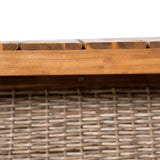 Outdoor 6 Pieces Acacia Wood Dining Set with Handwoven Rattan Legs