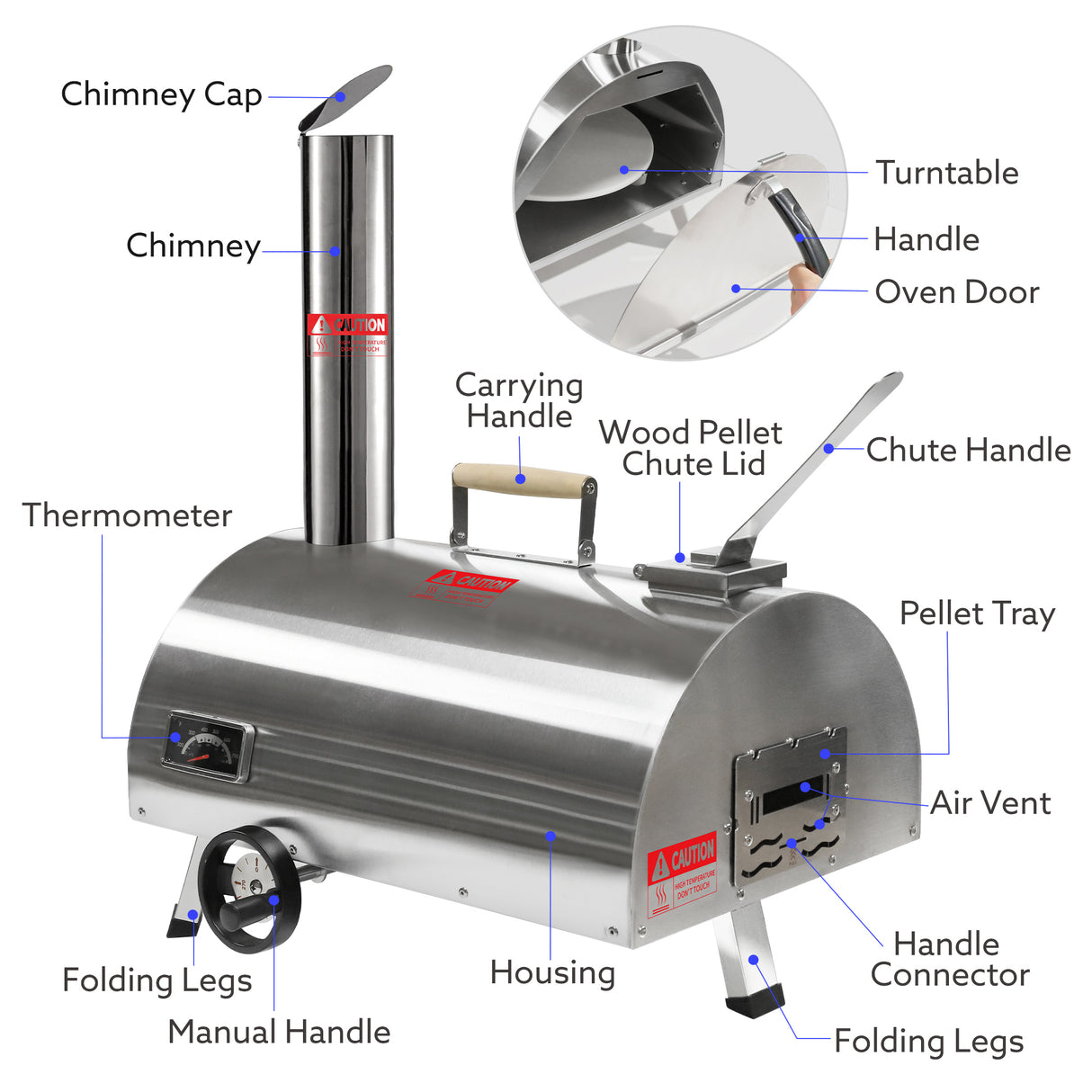 Outdoor Manual Rotating Pizza Oven – Portable Wood-Fired Oven
