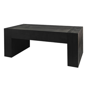 Modern Black Solid Wood Coffee Table, 49in Rectangular Coffee Table for Living Room, Farmhouse & Contemporary Decor
