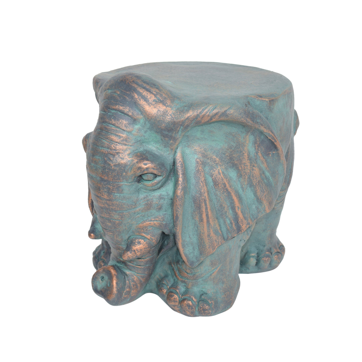 Elephant Garden Stool with Copper Patina Finish