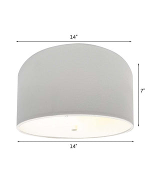 Moderne Flush Mount Conversion Kit 14"w White Hardback Drum Lampshade