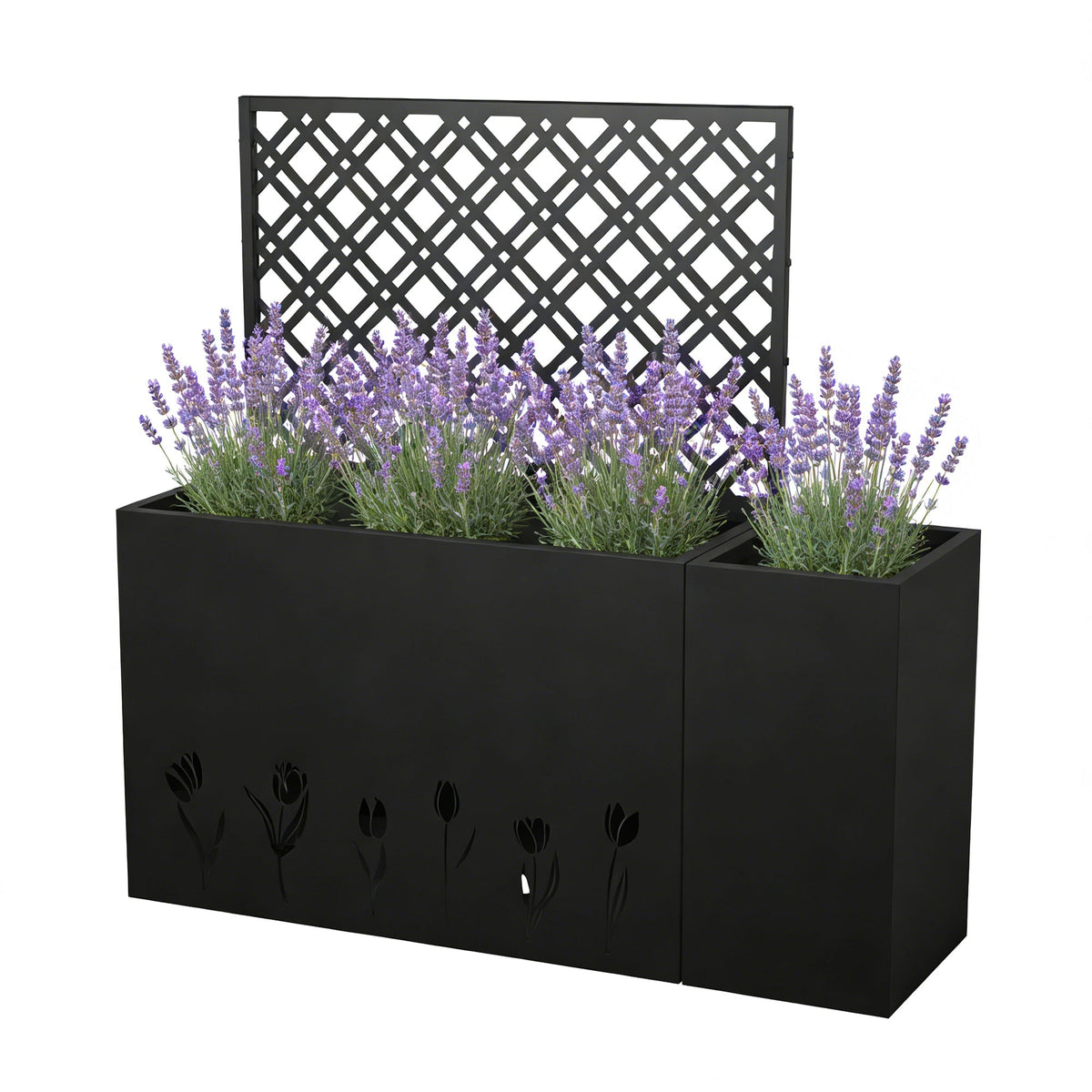 2-Piece Metal Planter Box with Trellis