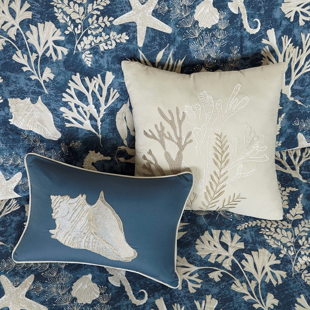 7 Piece Cotton Sateen Comforter Set Blue California King