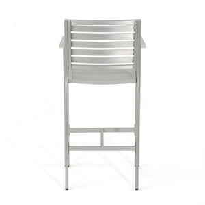 Outdoor Aluminum Rust Proof Barstools (Set of 2) - Silver