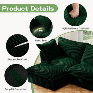 L-Shaped Slipcovered Sectional Sofa Couch