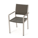 Cape coral outdoor wicker dining chairs , 2-pcs set, grey by christopher knight home