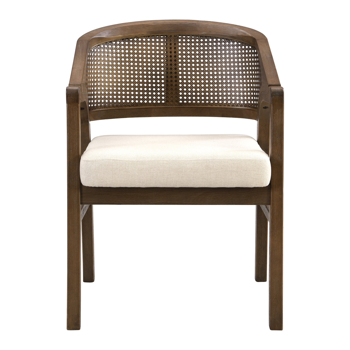 Wooden Frame Dining Chair with Rattan Back, Set of 2
