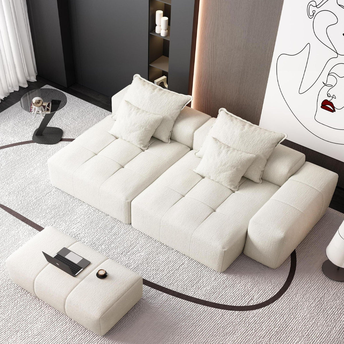 Modern Oversized Modular Sectional Sofa with Pillows - Multiple Colors