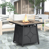 Fire Pit Table 28-Inch Square 40,000 BTU Propane Gas with Waterproof Cover