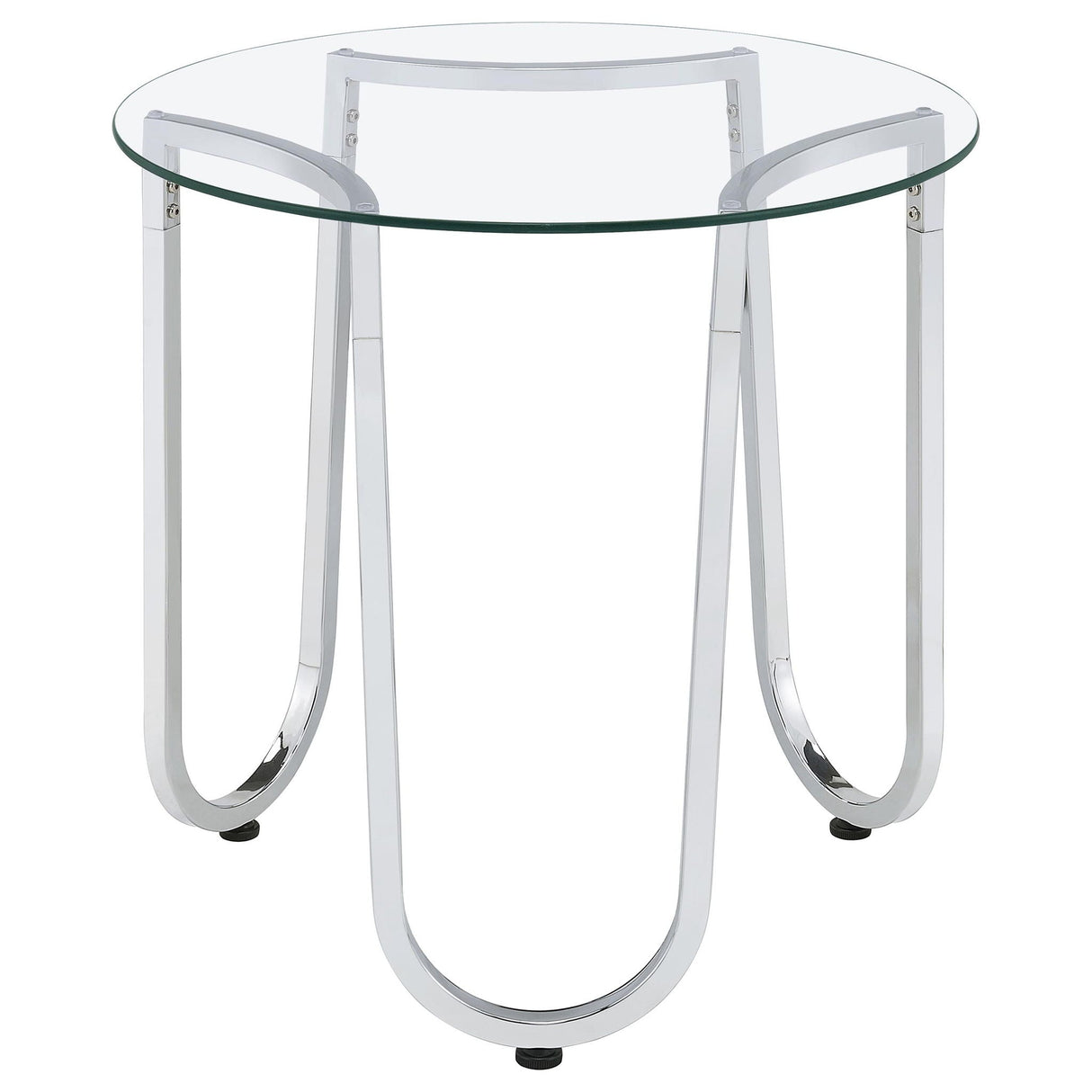 Beller Round Tempered Glass Top End Side Table Chrome
