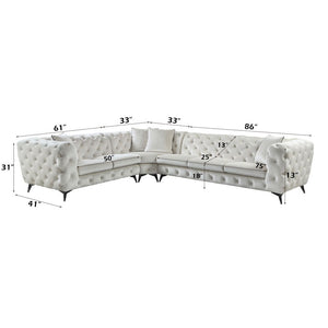Atronia - Sectional Sofa With 4 Pillows - Beige Fabric