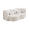 Modern Floor Sofa with 2 Pillows, Convertible Teddy Fabric Foam Filled Bed