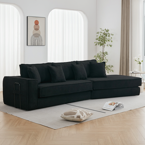 Folding Convertible Out Sleeper Sofa Bed 3-Seat Black