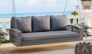 3 Person Large Patio Swing Bench With Cushions For Backyard