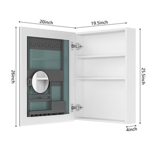 20'' W x 26'' H Surface Frameless Mirror Medicine Cabinet