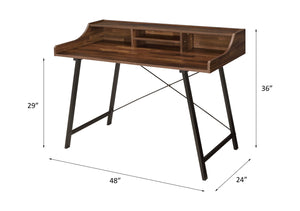 Sange - Writing Desk With USB - Walnut & Black