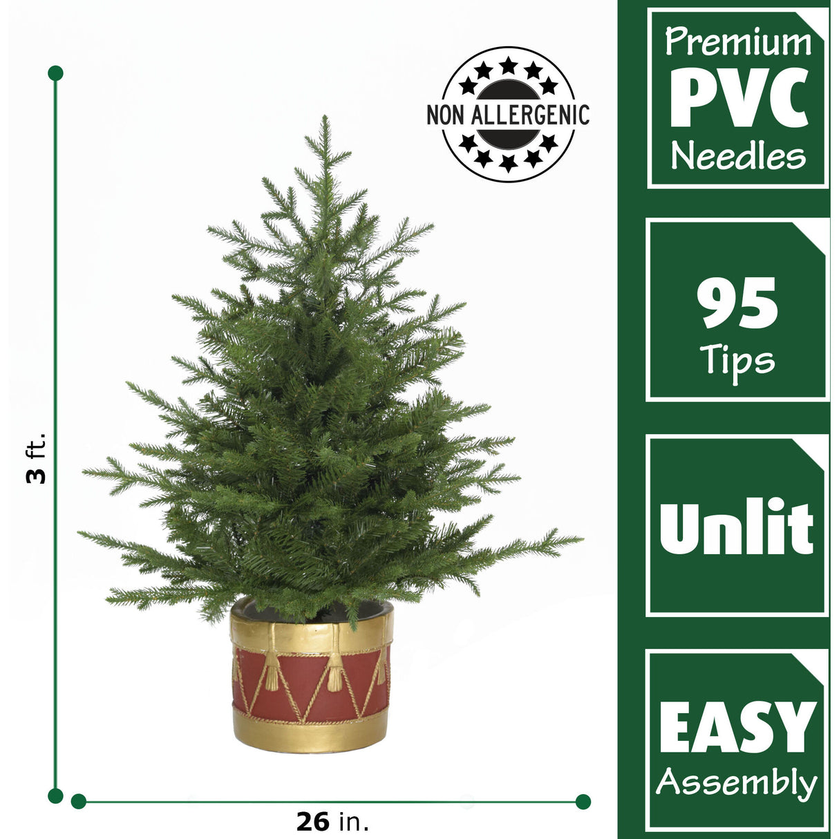 3.0-Ft Andirondack Potted Christmas Tree Decor