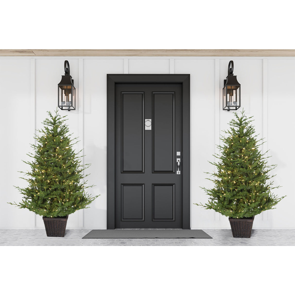 Fraser Hill Farm 5-Ft Adirondack Pre-Lit Potted Christmas Tree Decor with Warm White LED Lights