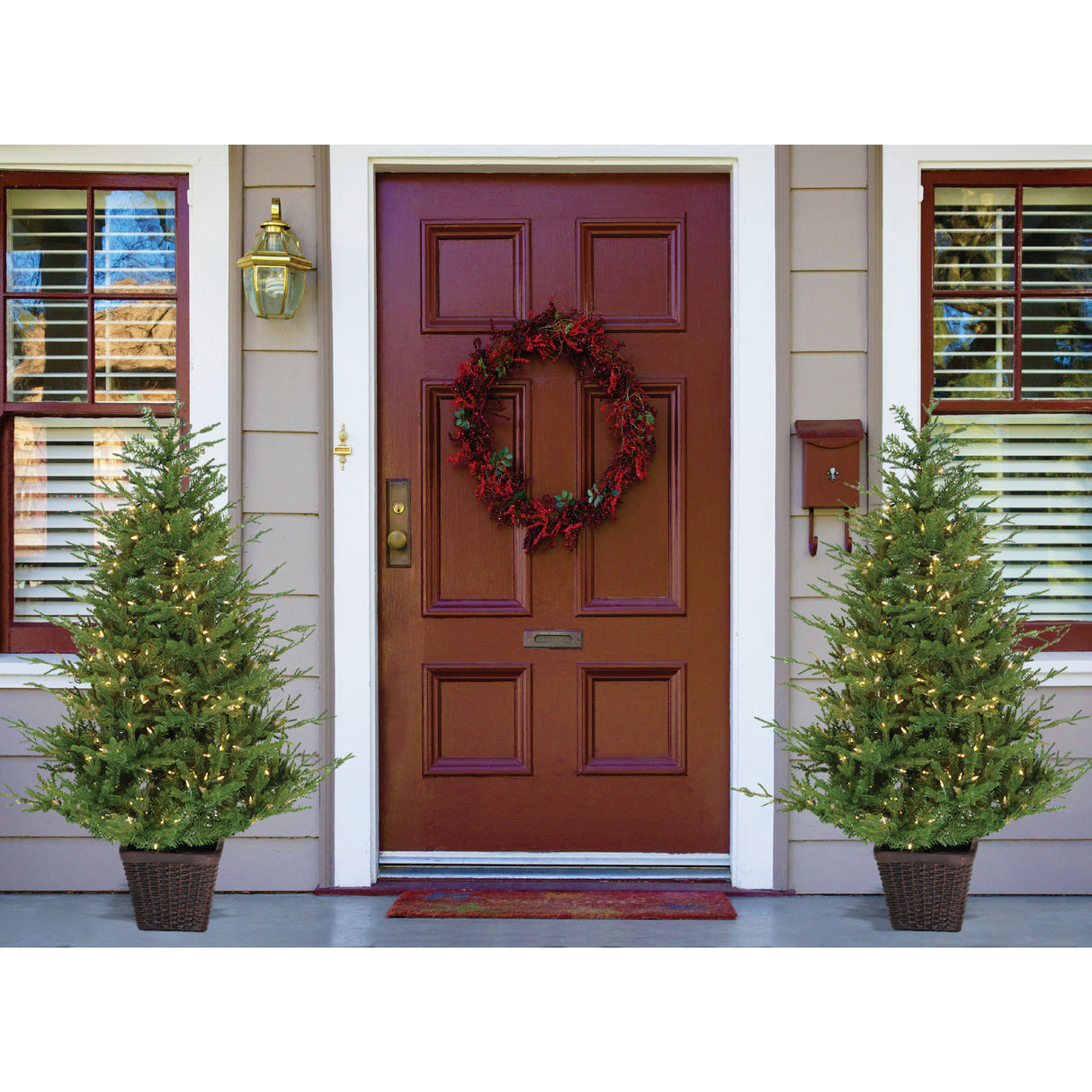 Fraser Hill Farm 5-Ft Adirondack Pre-Lit Potted Christmas Tree Decor with Warm White LED Lights