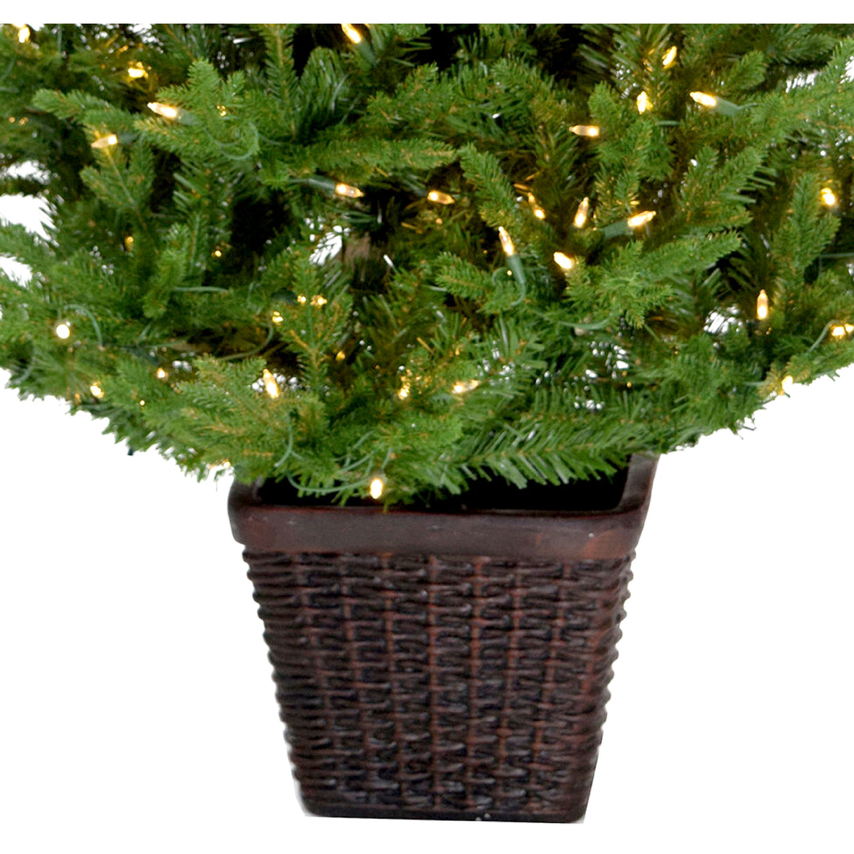 Fraser Hill Farm 5-Ft Adirondack Pre-Lit Potted Christmas Tree Decor with Warm White LED Lights