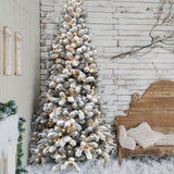 9-Ft. Flocked Alaskan Pine Christmas Tree with White Incandescent Smart Lights