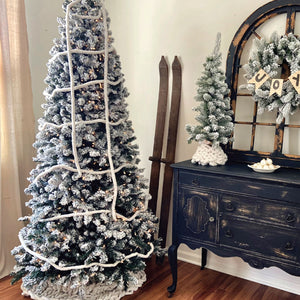 9-Ft. Flocked Alaskan Pine Christmas Tree with White Incandescent Smart Lights