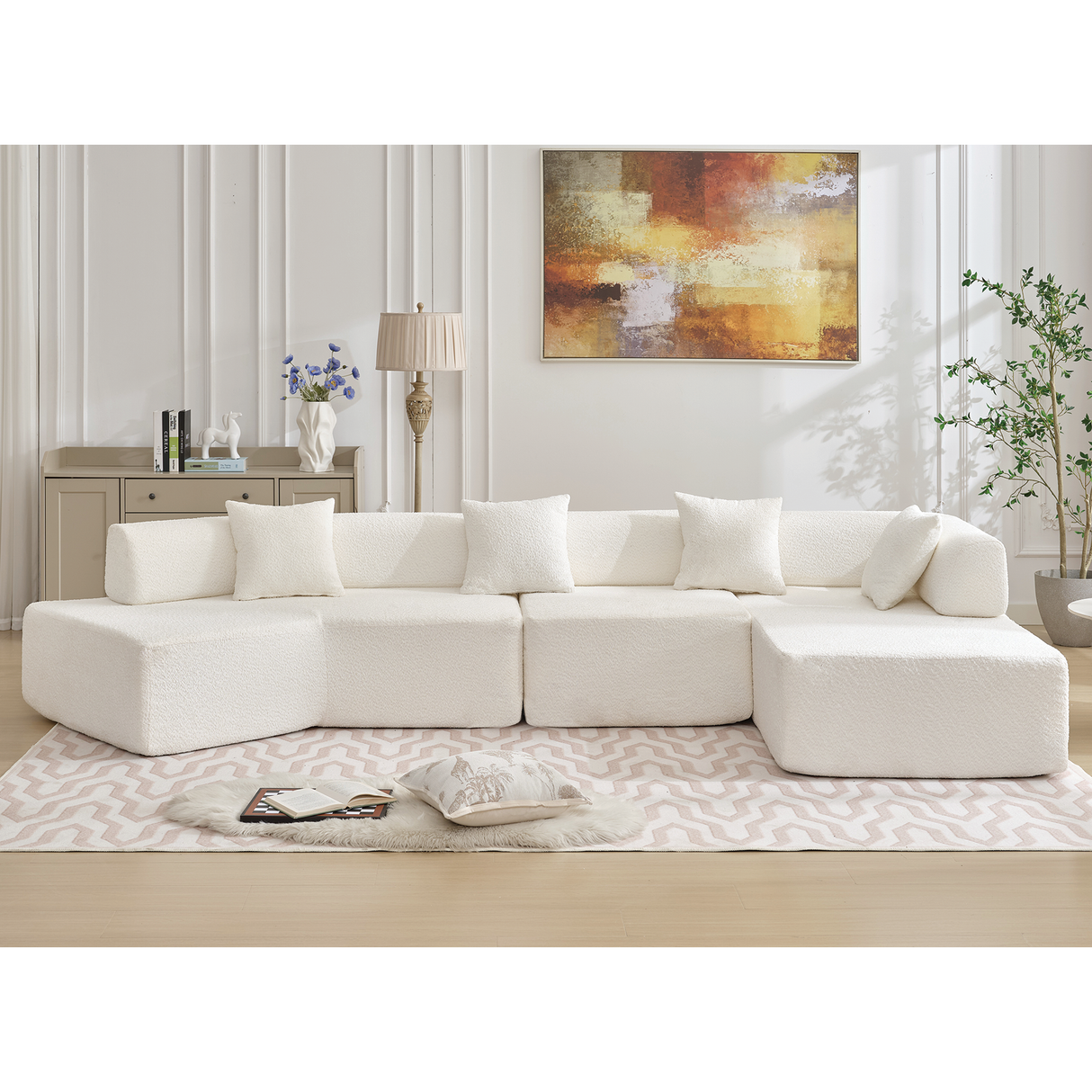 Modern Minimalist 140" L-Shape Couch
