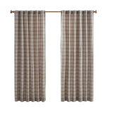 Plaid rod pocket and back tab curtain panel with fleece lining