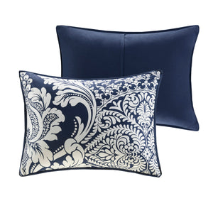 7 Piece Cotton Printed Comforter Set Indigo Queen