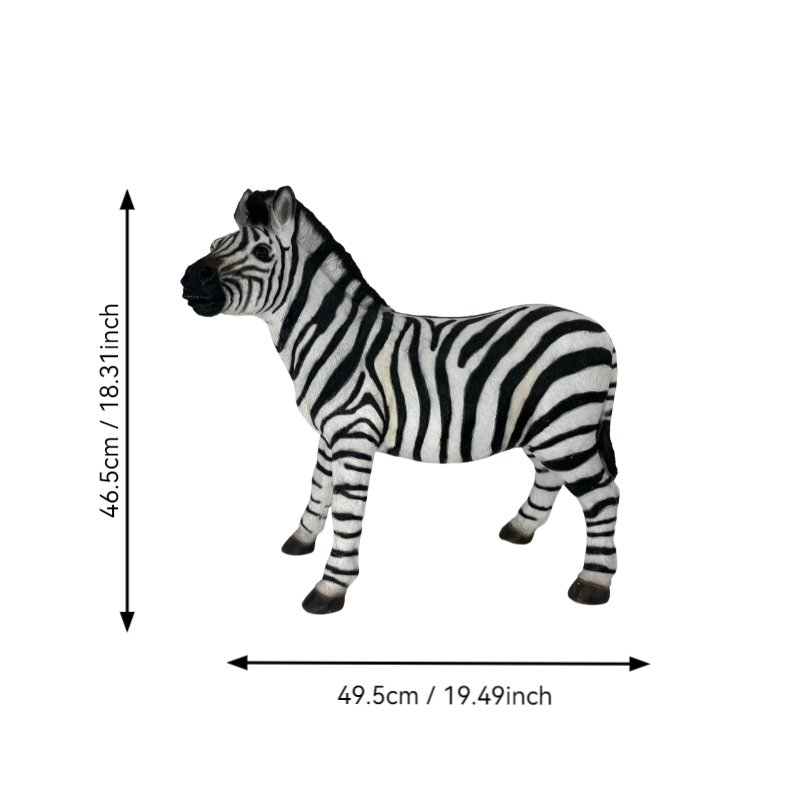 18.31' H x 19.49' L Simulated Zebra Garden Statue, Resin Outdoor & Indoor Decorative Ornament