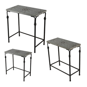 Set of 3 Gilbert Nesting Tables Metal Plant Stand