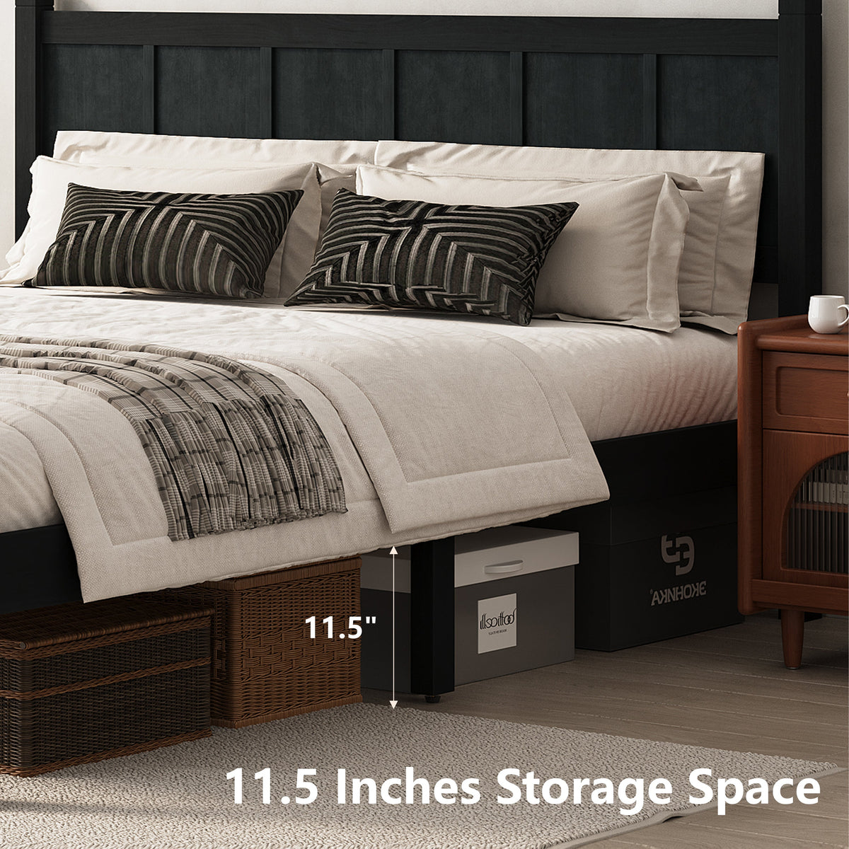 Queen Size Flat Panel Bed with Headboard & Footboard