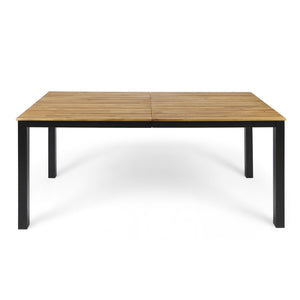 Rectangular Outdoor Dining Table Tabletop With Iron Legs - Black