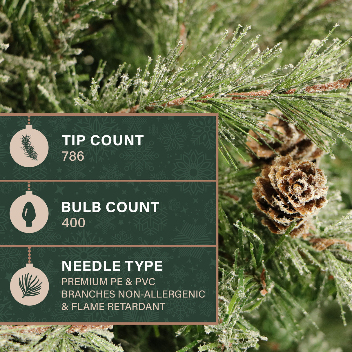 6.5-Ft. Flocked Buffalo Fir Christmas Tree with Warm White LED Lights