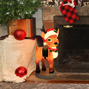 Fraser Hill Farm 28" Reindeer with Santa Hat Christmas Blow Mold