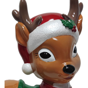 Fraser Hill Farm 28" Reindeer with Santa Hat Christmas Blow Mold