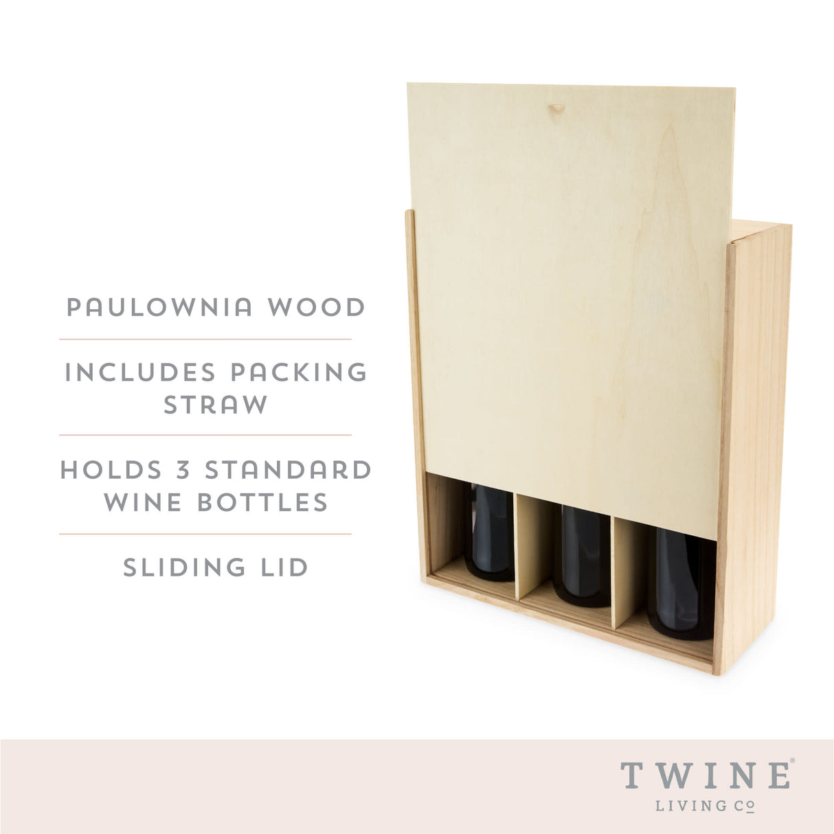 3-bottle wood wine box by twine®
