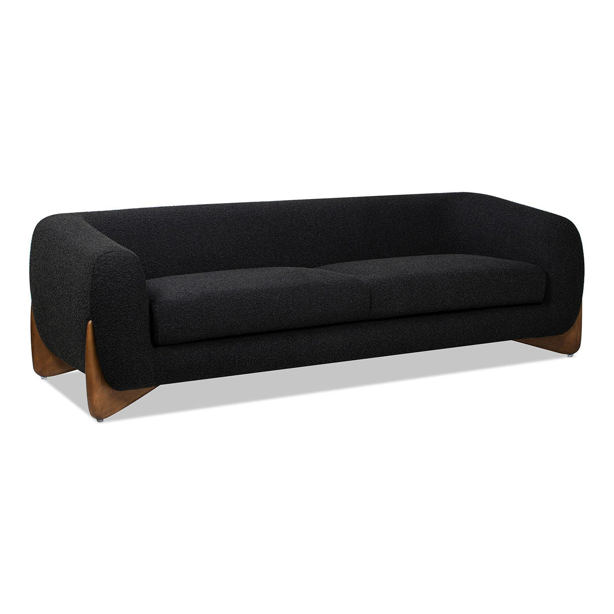 Alpine Luxurious Upholstery Sherpa Sofa with Removable Cushions - Available in White, Black, or Dark Green