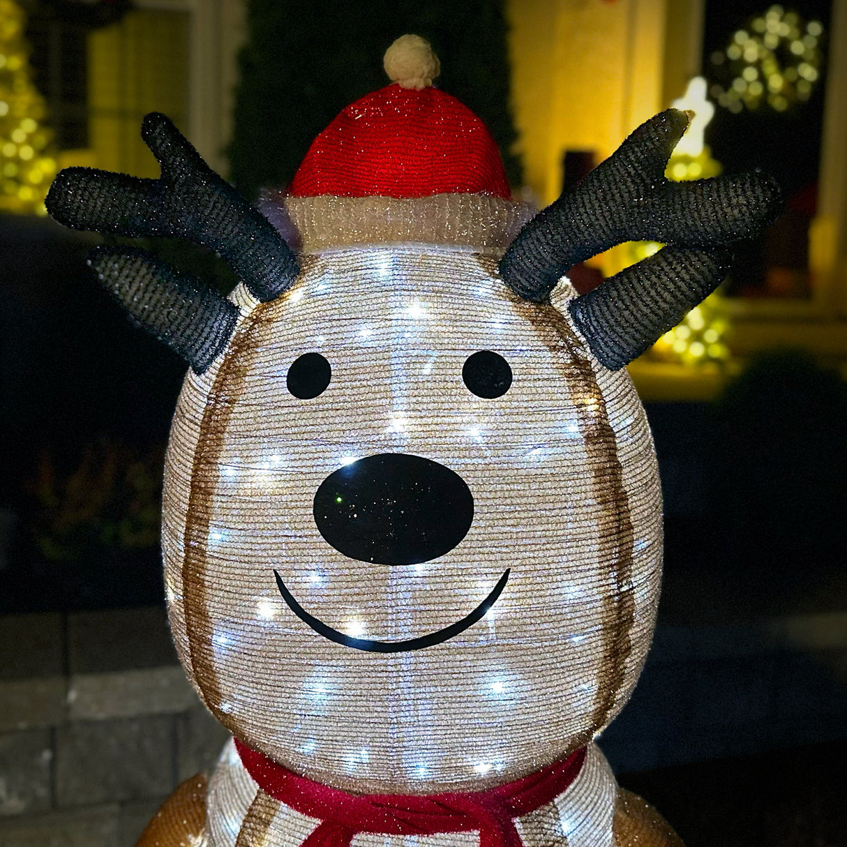 4-Ft. Prelit Collapsible Tinsel Reindeer Indoor or Outdoor Decoration