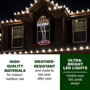 52"H x 21"W Leg Lamp LED Lights, Large Outdoor Christmas Decoration