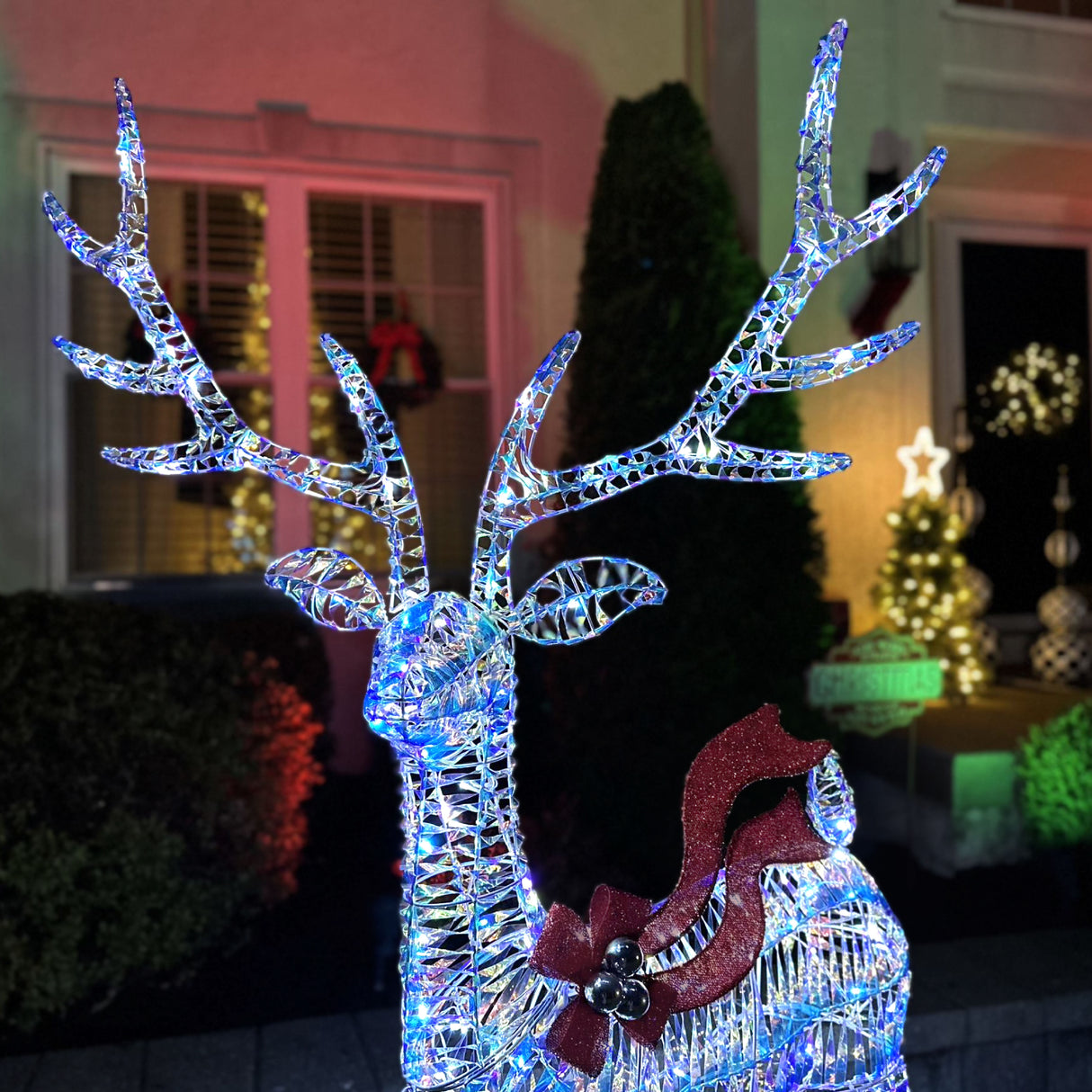 6-Ft. Prelit Iridescent Reindeer Decoration with LED Lights