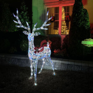 6-Ft. Prelit Iridescent Reindeer Decoration with LED Lights