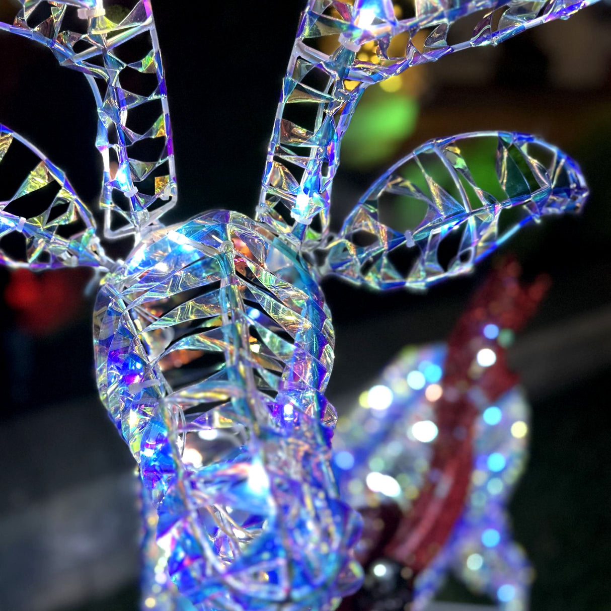 6-Ft. Prelit Iridescent Reindeer Decoration with LED Lights