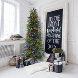 6.5-Ft. Carmel Pine Slim Christmas Tree with Dual Multicolor & Warm White LED Lights