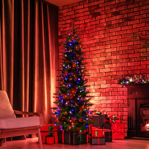 6.5-Ft. Carmel Pine Slim Christmas Tree with Dual Multicolor & Warm White LED Lights